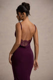 Addison Port Cowl-Neck Open-Back Midi Dress With Lace