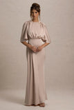 Cinder Champagne Satin Gathered Maxi Dress