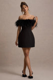 Palace Black Bardot Mini Dress With Feather Trim