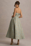 Zuma Light Blue Jacquard Strapless Midi Dress