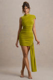 Nocturnal Green Ruched Mini Dress With Sash