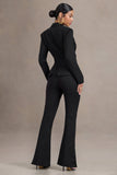 Brianca Black High-Waisted Split Wide-Leg Trousers