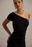 Alethea Black Asymmetric Bardot Maxi Dress