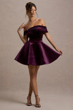 Dede Port Velvet Bow Bardot Skater Mini Dress