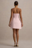Anniston Pink Bandeau Tailored Button Mini Dress