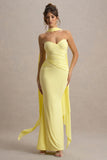 Rosabel Lemon Sweetheart Maxi Dress With Sash