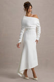 Lou White One-Shoulder Asymmetric Maxi Dress