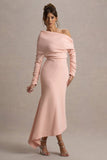 Lou Pink One-Shoulder Asymmetric Maxi Dress