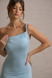 Lita Powder Blue Twisted Asymmetric Maxi Dress