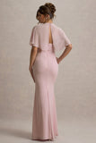 Stila Pale Pink Plunge-Neck Maxi Dress With High Front Split