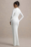 Victoria White Long-Sleeve Maxi Dress With Wrap Skirt