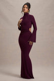 Anderson Burgundy High-Neck Cut-Out Maxi Dress