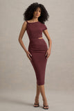 Calliope Burgundy Cut-Out Gathered Midi Dress