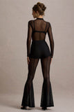 Harlowe Black Mesh Long-Sleeve Bodysuit