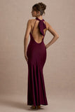 Amelita Port Satin Cowl-Neck Maxi Dress