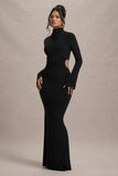 Anderson Black High-Neck Cut-Out Maxi Dress