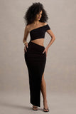 Milos Black One-Shoulder Cut-Out Maxi Dress With Split
