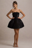 Clarabell Black Sequin Bandeau Structured Mini Dress