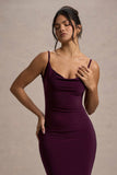 Addison Port Cowl-Neck Open-Back Midi Dress With Lace