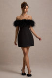Palace Black Bardot Mini Dress With Feather Trim