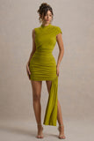 Nocturnal Green Ruched Mini Dress With Sash