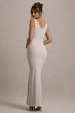 Analissa Champagne Asymmetric Draped Maxi Dress With Split