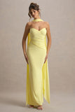 Rosabel Lemon Sweetheart Maxi Dress With Sash