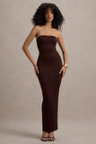 Angelie Brown Bandeau Bodycon Maxi Dress