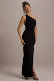 Dressing Up Black One Shoulder Maxi Dress With Open Back Detail