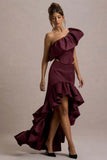 Ruby Merlot Satin High-Low Maxi Skirt