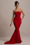 Impress Me Red Strapless Bandeau Fishtail Maxi Dress