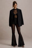Harlowe Black Mesh Long-Sleeve Bodysuit