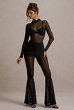 Harlowe Black Mesh Long-Sleeve Bodysuit